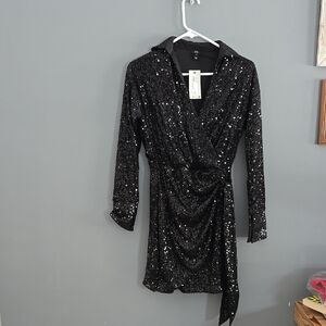 Elegant Black Sequin Dress